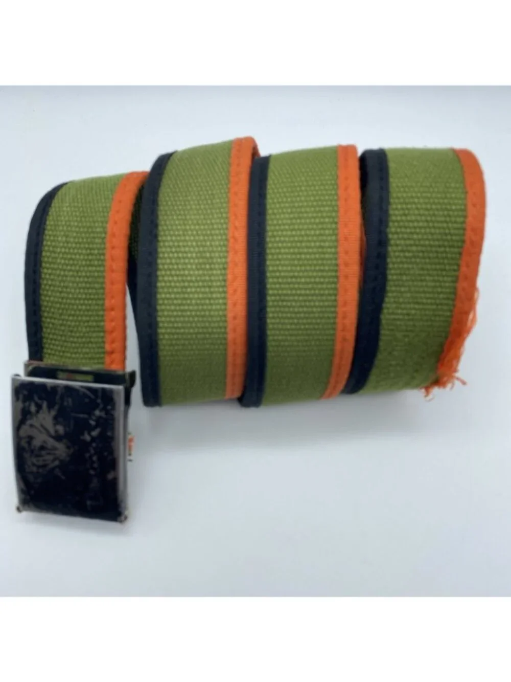Diamond Green Black Orange Slip Thru Adjustable Belt Men’s Size M